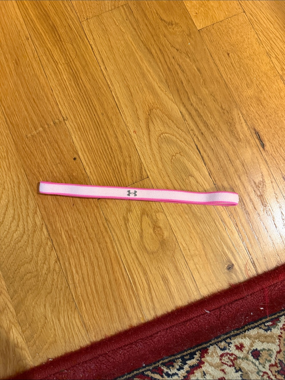 Under Armour White and Pink Slim Performance Headband